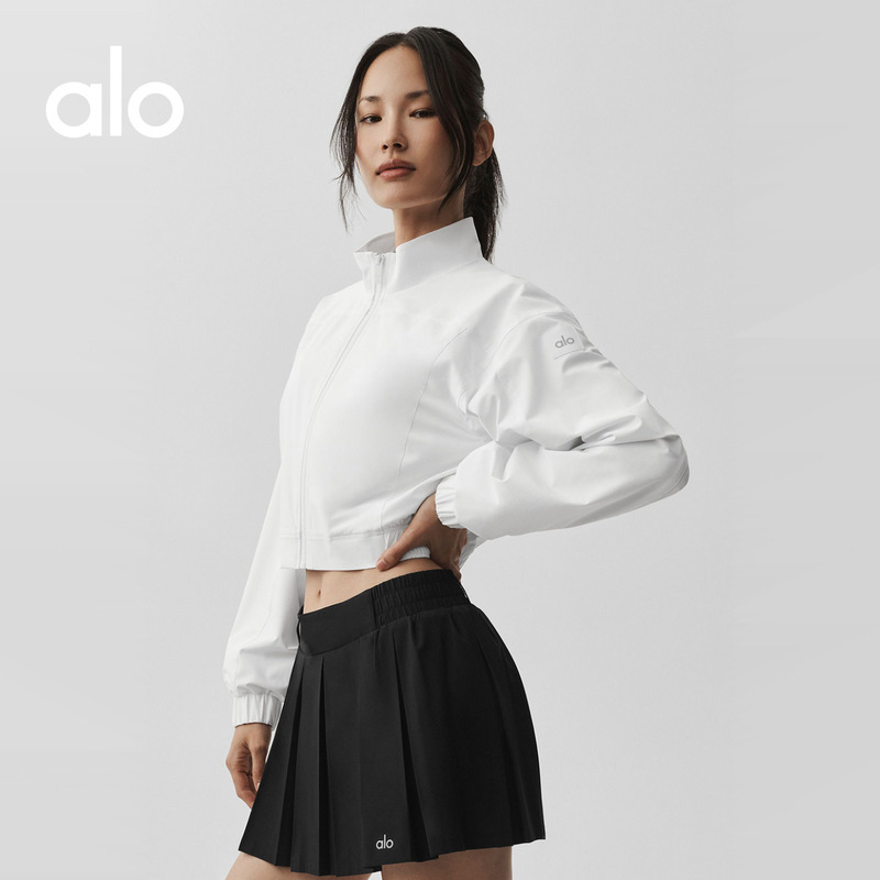 Alo|Women's Club House Short Casual Trendy Sports Stand-Up Collar Zipper Jacket Alo|Women's Club House Short Casual Trendy Sports Stand-Up Collar Zipper Jacket