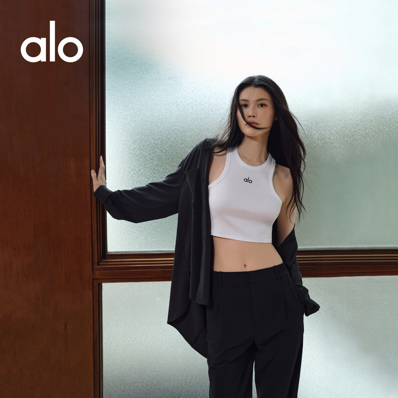 Alo|Women's Aspire Slim Fit Short Ribbed Sports Training Tank Top Alo|Women's Aspire Slim Fit Short Ribbed Sports Training Tank Top