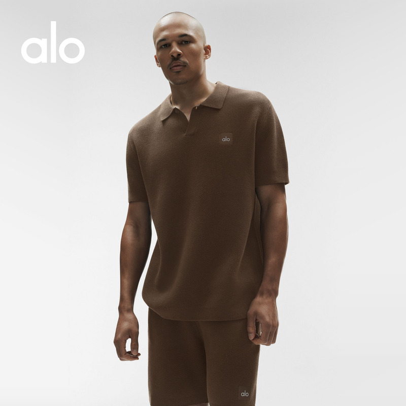 Alo｜Men's Sports Club Loose Casual Commuter Classic Knit Polo Shirt