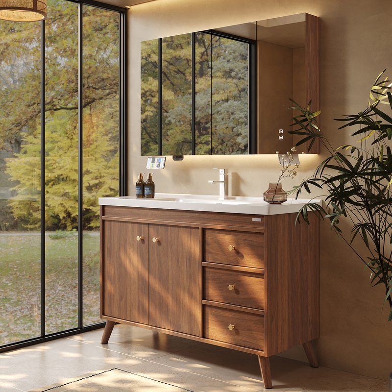 Gold Medal Kitchen Cabinet with a Vintage-Style Deep Ceramic Integrated Basin, Floor-Standing Bathroom Cabinet Set, Washbasin and Vanity Gold Medal Kitchen Cabinet with a Vintage-Style Deep Ceramic Integrated Basin, Floor-Standing Bathroom Cabinet Set, Washbasin and Vanity