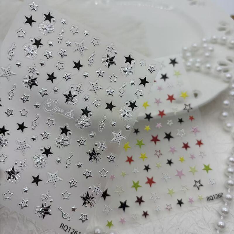 Y2K Sweet and Cool Polka Dot Musical Note High-End Nail Art Stickers Shining Stars Hollow DIY Nail Decoration Self-Adhesive Waterproof