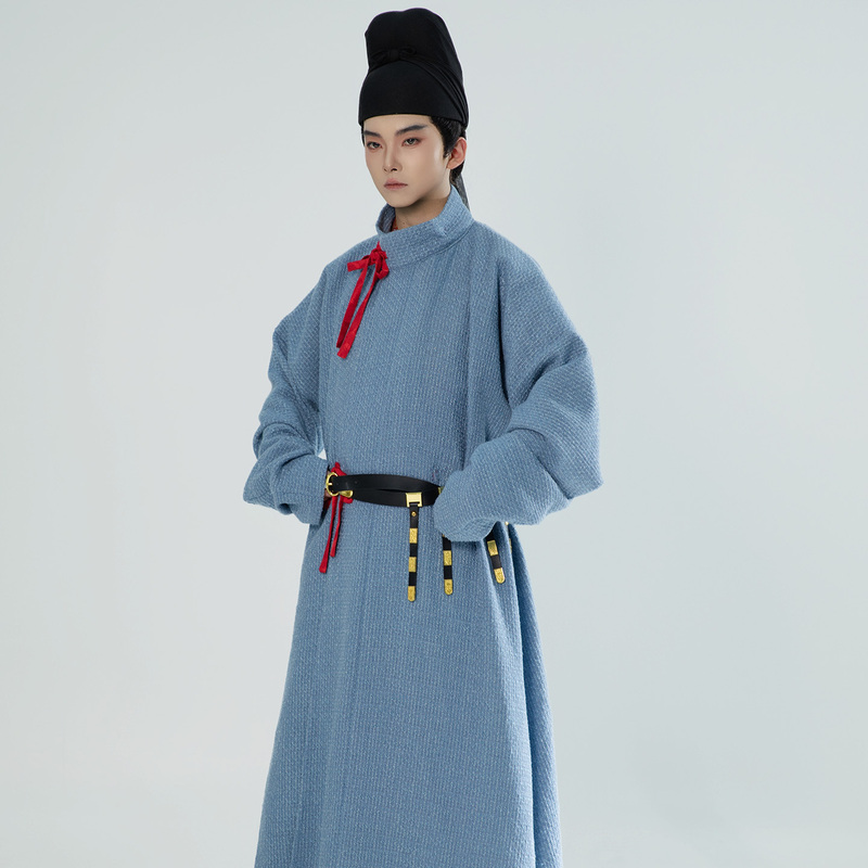 Valuing the Past, Han-Style Tang Dynasty-Inspired Hanfu, Chanel-Style Single-Layer Solid Color High-Neck Round-Neck Robe, Open-Crotch Robe, Autumn and Winter Thick Style Valuing the Past, Han-Style Tang Dynasty-Inspired Hanfu, Chanel-Style Single-Layer Solid Color High-Neck Round-Neck Robe, Open-Crotch Robe, Autumn and Winter Thick Style