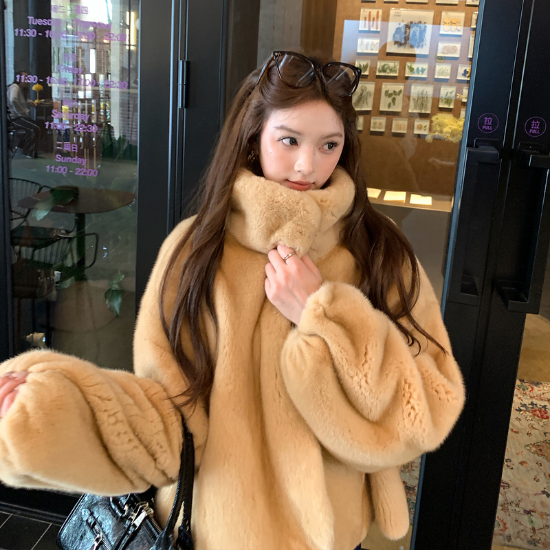 Youmi Fur Imported Purple Label Velvet Small Mink Fur Stand Collar Whole Mink Fur Coat for Women Youmi Fur Imported Purple Label Velvet Small Mink Fur Stand Collar Whole Mink Fur Coat for Women