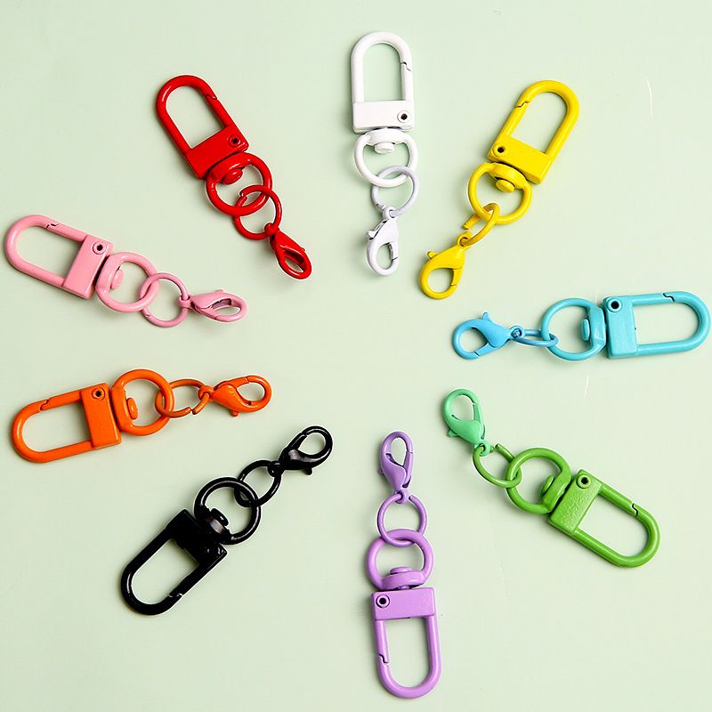 Colorful Metal U-Shaped Keychain DIY Accessories Rotating Lobster Clasp Bag Charm Door Hook