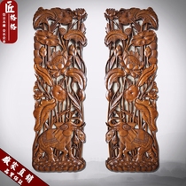 Dongyang wood carving pendant camphor wood carving living room wall hanging solid wood decoration Thai wood carving Thai elephant