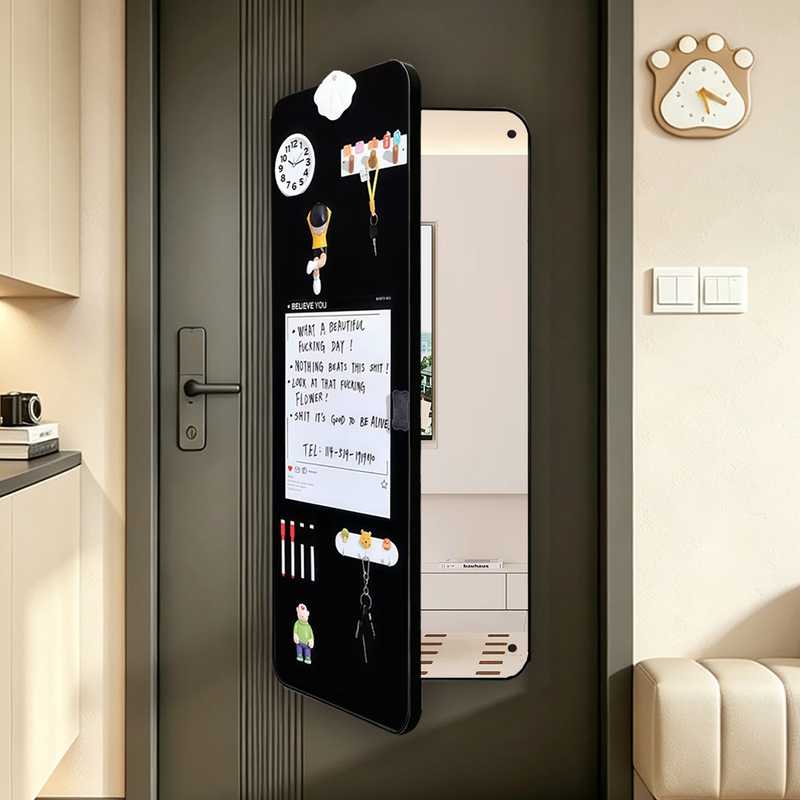 Magnetic Writing Board Behind the Door, Full-Length Mirror, No-Drill Refrigerator Adhesive Hidden Dressing Mirror, Invisible Glass Mirror
