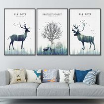 Nordic hanging painting Sofa background wall Living room decorative painting triptych combination Modern simple Elk restaurant mural hanging painting