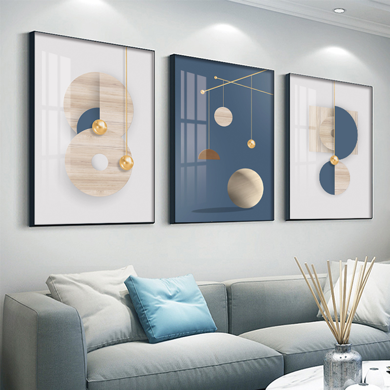 Abstract Geometry Living Room Triple Decorative Painting Modern Simple Light Luxury Sofa Backwall Dining Room Mural Nordic Hanging Painting