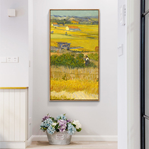 Van Gogh decorative painting Pastoral style landscape Home entrance decorative painting Vertical version of the aisle Corridor hanging painting Mural oil painting
