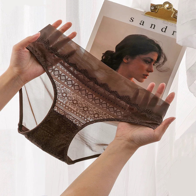 3 Pairs of Victoria Underwear, Feminine Lace Mid-Waist Mesh Pure Cotton Crotch Hollow Breathable 2026 New Briefs