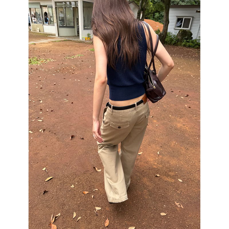 Caixinlan'Retro Style' Limited Edition Treasure Pants! Slim-Fit Cargo Pants American Retro Khaki Long Pants Caixinlan'Retro Style' Limited Edition Treasure Pants! Slim-Fit Cargo Pants American Retro Khaki Long Pants