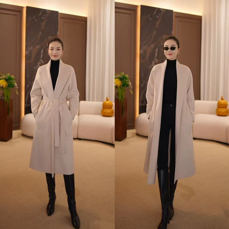 Bathrobe-Style Belted Double-Sided Cashmere Coat [Sample Size 38] 26-96496