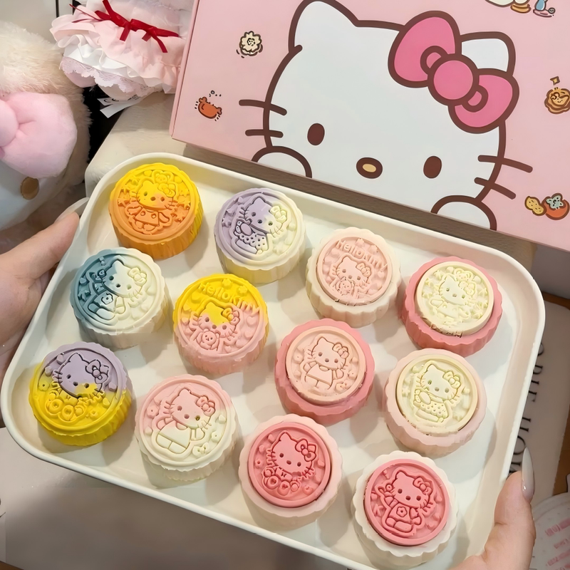 【Mid-Autumn Mooncake Gift Box】Hello Kitty Girly Heart Mooncakes Six Pieces Pink Dopamine Gradient