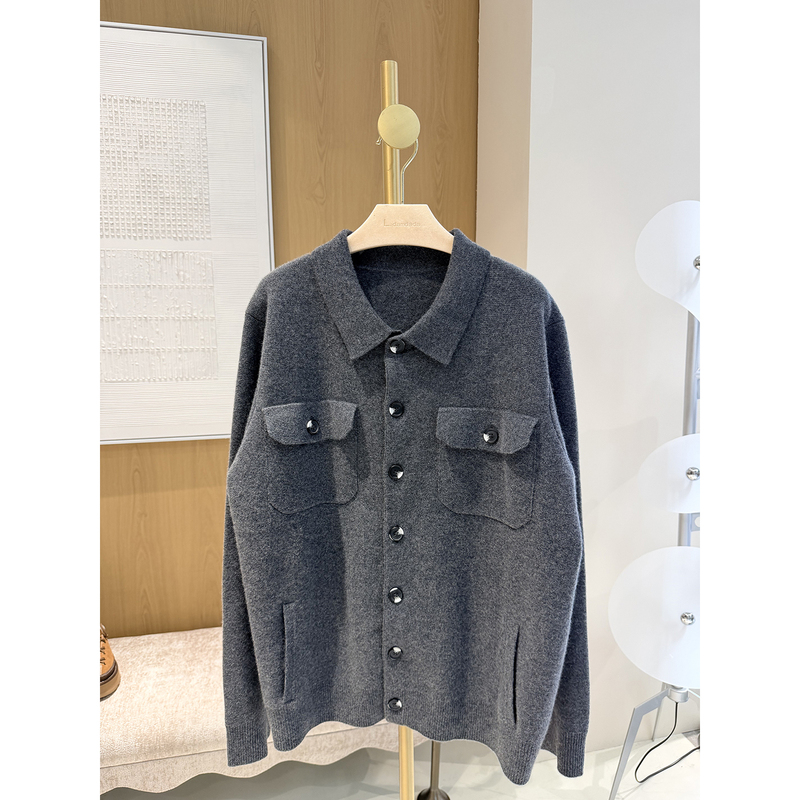 Blue Dada | Men's Heavy-Duty Pure Cashmere Jacket, Business Casual Cardigan Top 5455