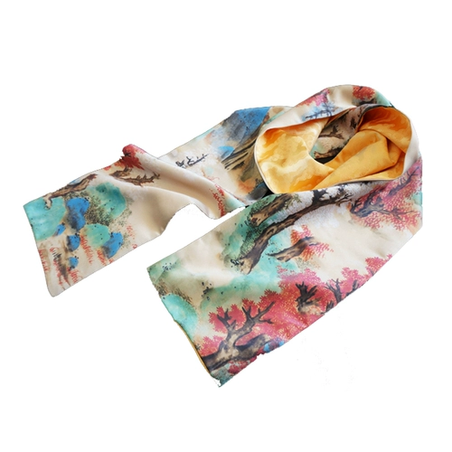 Подарки с китайскими характеристиками, чтобы дать старому из древнего суда страны, длинная шелковая леди -шарф -леди с двойным слоем практически