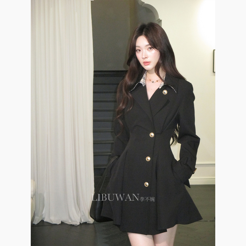 Li Buwan [Ant Waist] Short Style Plaid Jacket That Emphasizes Slim Waist, Stiff Korean Style Ant Waist Coat for Women, Autumn Windbreaker
