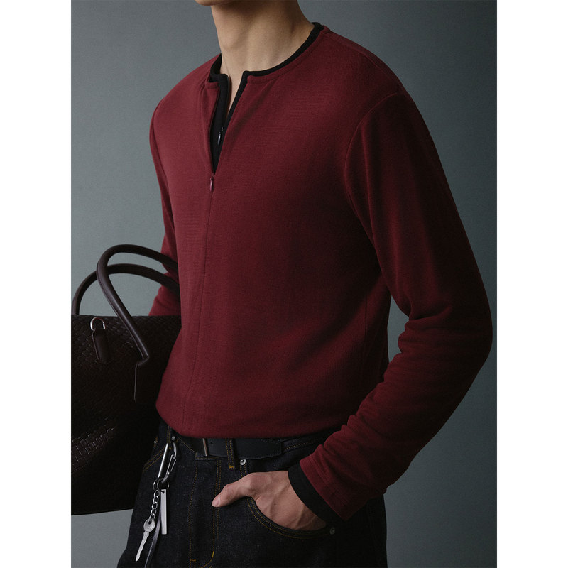 Kansue / Japan Thermori ®   Eco-Friendly Wool Lyocell Half-Zip Warm Long-Sleeve Top
