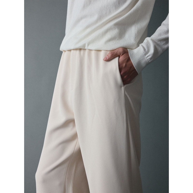 Kansue / Italian Ricciarini Loose Straight-Leg Textured Casual Drawstring Trousers Kansue / Italian Ricciarini Loose Straight-Leg Textured Casual Drawstring Trousers