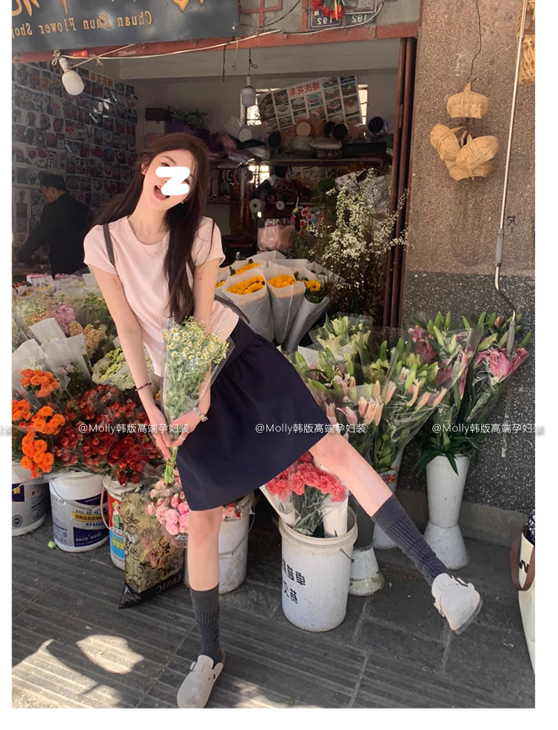 孕妇日系学院风半身裙子夏季薄款时尚显瘦百搭慵懒蓬蓬裙a字中裙 — 10