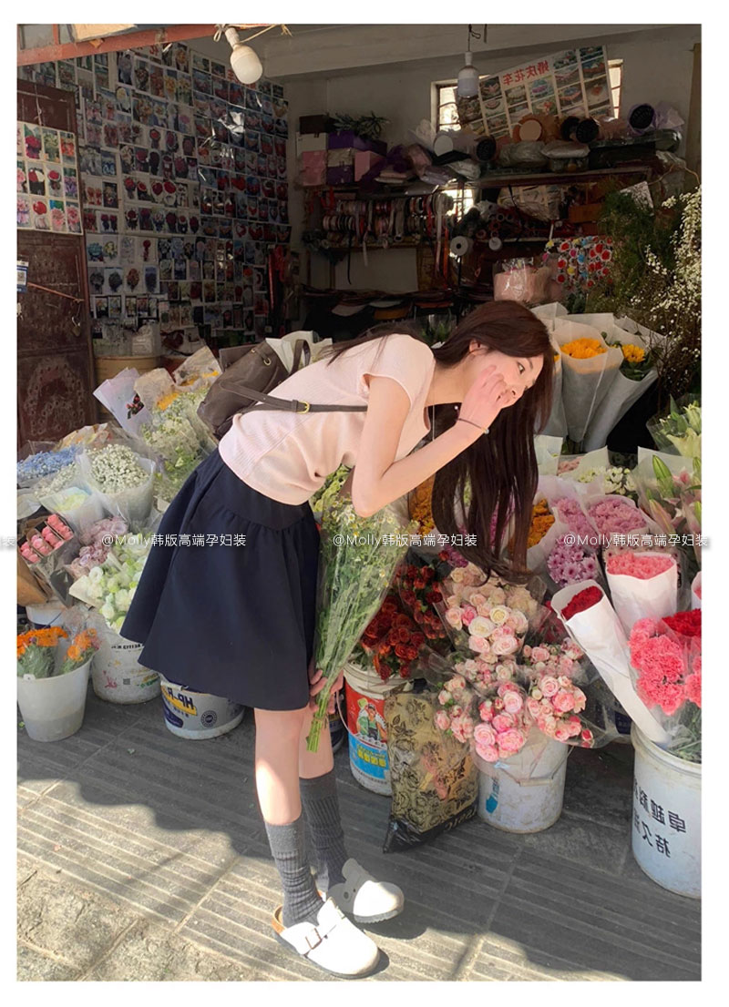 孕妇日系学院风半身裙子夏季薄款时尚显瘦百搭慵懒蓬蓬裙a字中裙 — 11