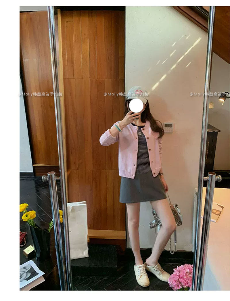 孕妇灰色西装包臀短裙春秋季外穿韩系显瘦A字半身裙不勒肚子裙子 — 16