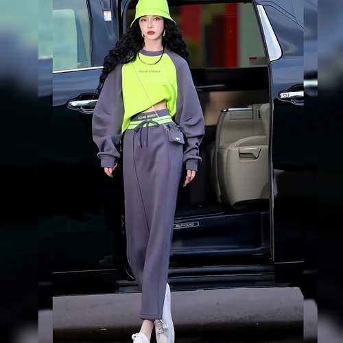 Комплект, толстовка с буквами, юбка для отдыха, осенний, коллекция 2023