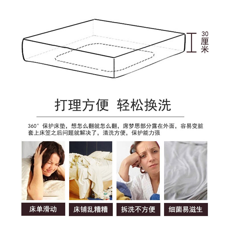 Khăn trải giường bằng vải bông Tấm trải giường dày bằng vải cotton ấm bọc nệm Simmons dài 1,8m chống trượt mùa đông Mẫu ga phủ giường