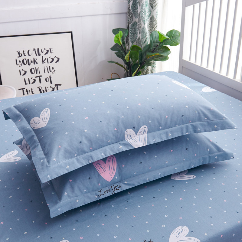 Pure cotton pillowcase pair dress 48 x 74 wide side lovers cute full cotton student Dormitory Single Pillow Headgear Envelope Style