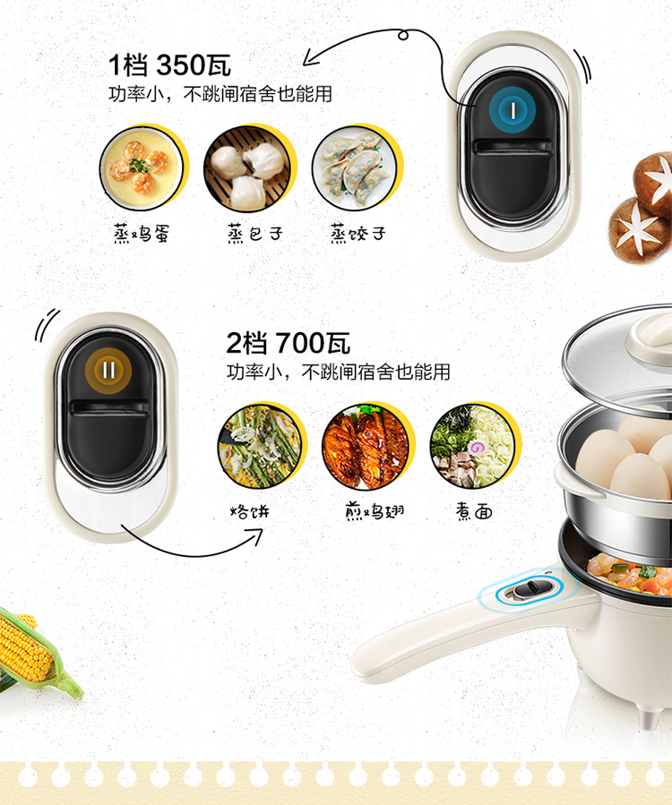 Gấu trứng nồi đôi hấp trứng mini omelette pan trứng tự động tắt máy ăn sáng đa năng chiên chảo - Nồi trứng xửng hấp inox