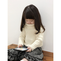 imakokoni original childrens clothing white turtleneck sweater thick warm girl Autumn Winter top 0151