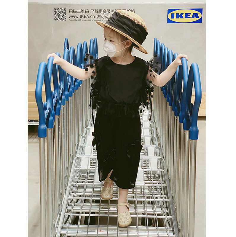 imakokoni original design black sleeveless hood butterfly knot straight cylinder casual pants girl Summer 20389