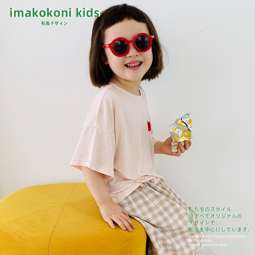 imakokoni original children's clothing thin style casual blouse pure color short sleeve T-shirt loose foreign air summer dress lady 21597-Taobao