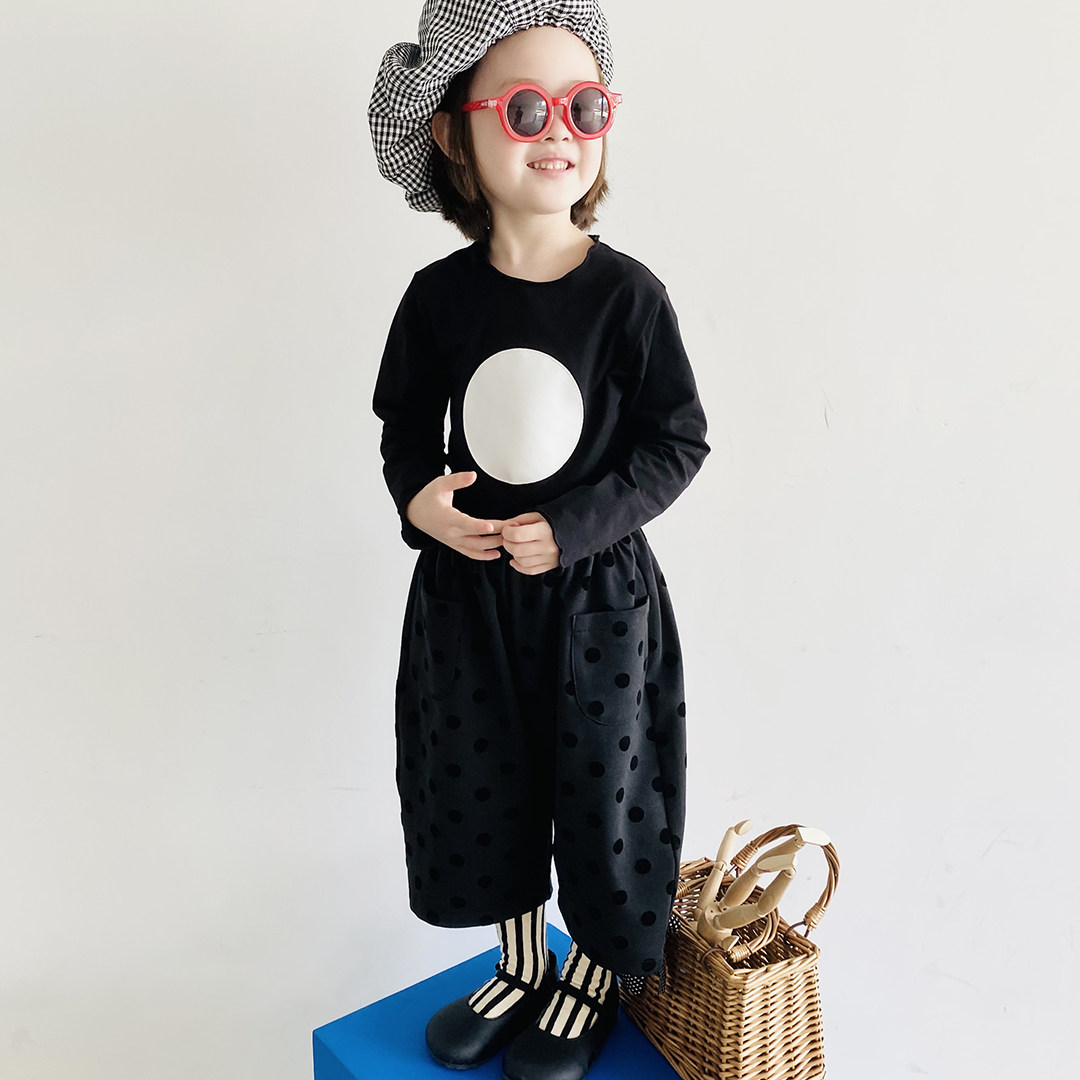 imakokoni original child clothing wave point long sleeve t-shirt male and female 100 lap deep grey autumn pure cotton baby 21682-Taobao