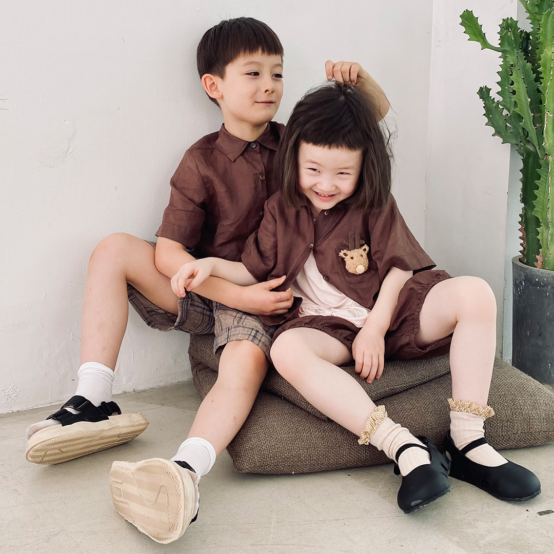 Blemish Flush Cabin Special Price Men's And Women's Summer Clothing Suit New Two Sets Shirts Children Casual Pants 21633-Taobao