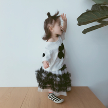 imakokoni Original Childrens Wear White Flowers Short Sleeve Joker Leisure Cute Round Neck T-Shirt Girls Summer 0117