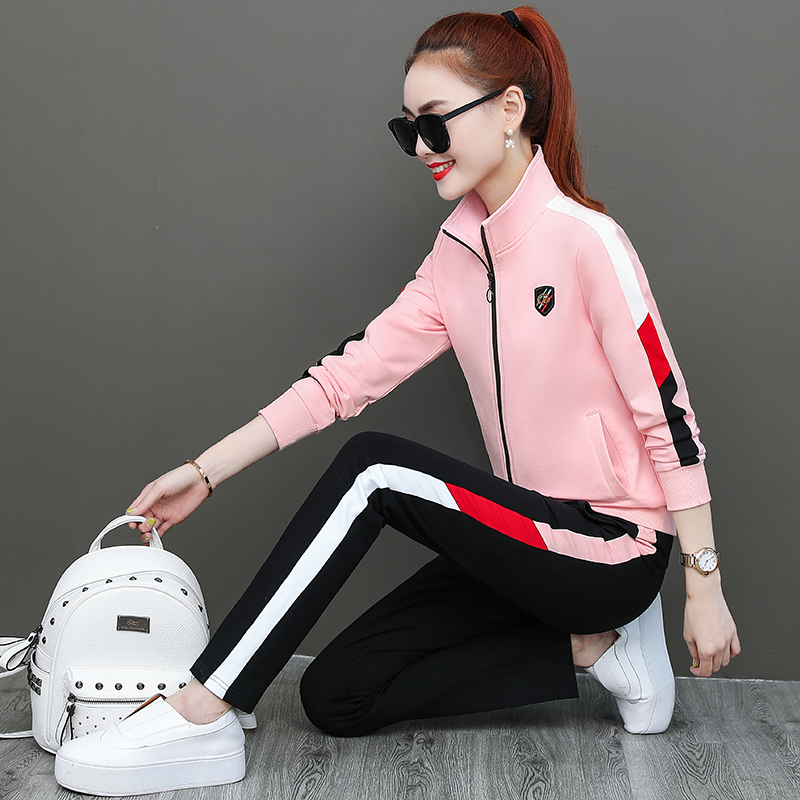 Famous brand 2022 autumn women's sports clover suit fashion large size loose running casual cotton European station
