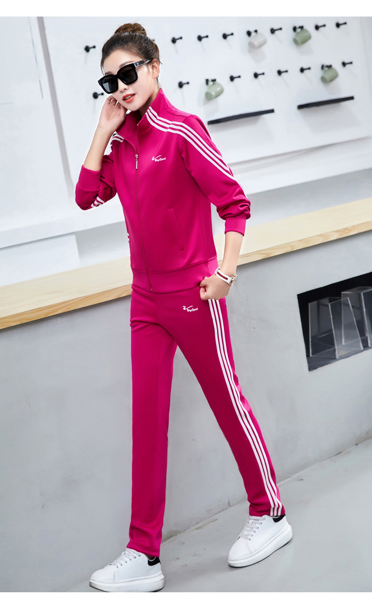 European Spring and Autumn Sports Clover Suit Women's Casual Sportswear Suit Large Size Group Purchase Sportswear Three Bars