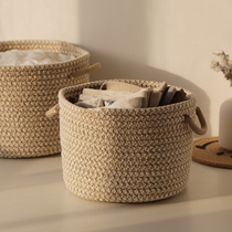 Bedside thickened containing barrel snacks storage box skin-care products minimalist Art Debris Disposal Basket Environmentally Friendly Cotton Wire Basket