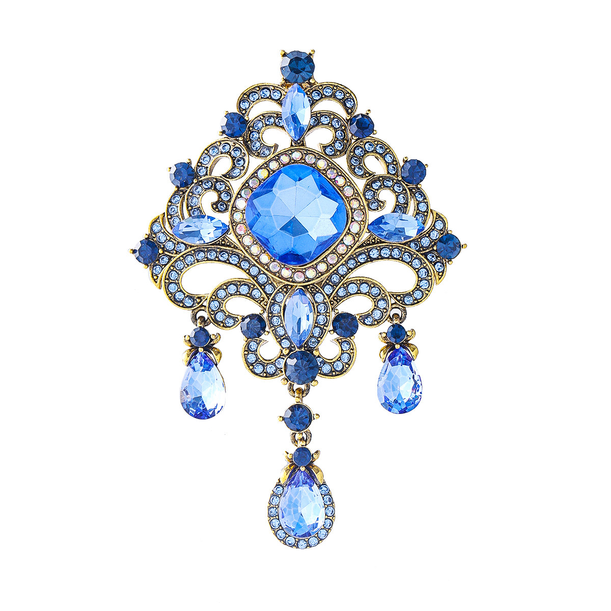 European and American Retro Light Luxury Palace-Style Brooch, Personalized Creative Crystal Glass Pendant, Suit Jacket Corsage Accessory