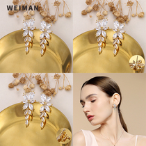 European and American atmosphere Temperament Earrings Small Crowddesign Sensation Leaves Ear Clip Superior Sensational Earnail 2021 New Tide