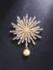 Japanese and Korean Micro-Inlaid Zircon Pearl High-End Precision Sunflower Brooch for Women, Elegant Pin, Suit Cardigan Corsage Accessory