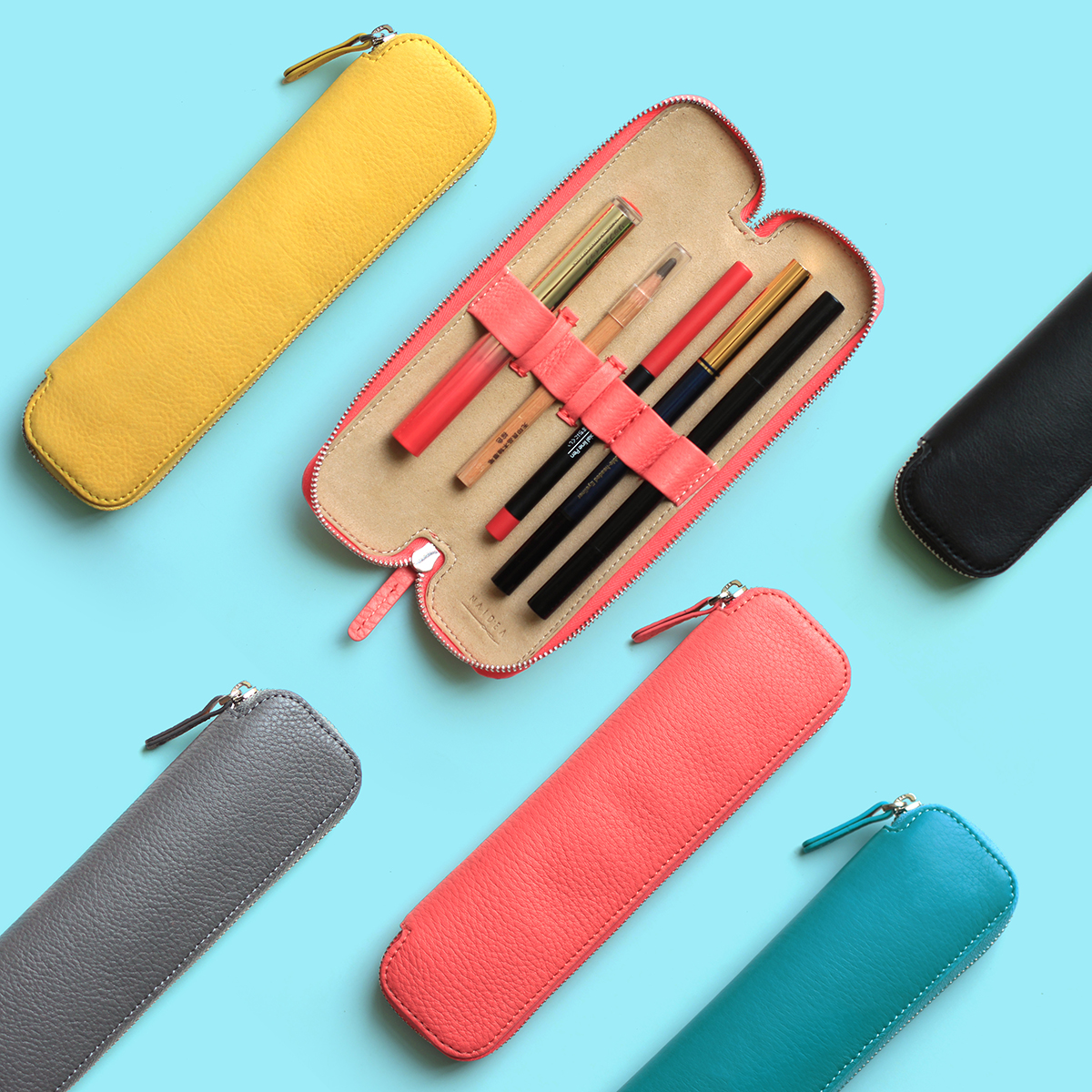 NAidea Genuine leather pen bag Stationery box Business pen bag Creative pen bag Literary pen bag Original retro