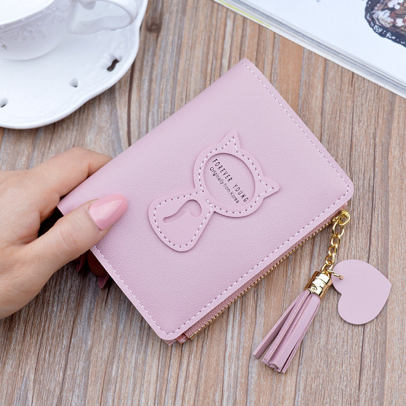 New wallet women's short women's fresh thin cute zipper small coin wallet Japanese and Korean students women's card bag
