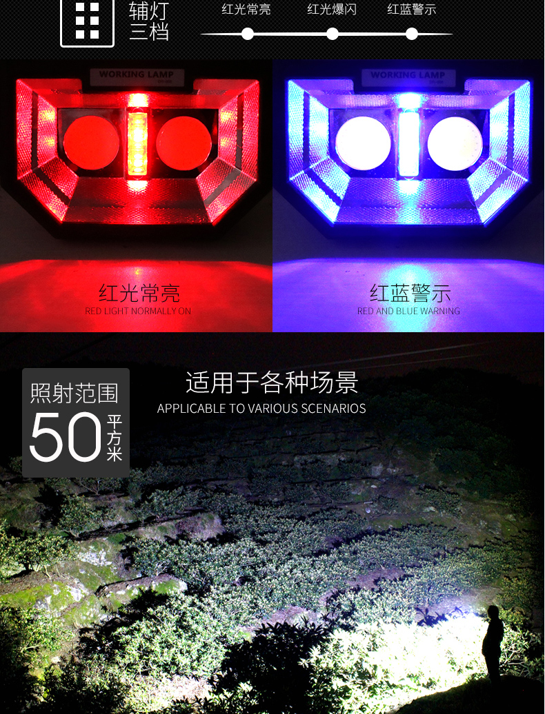 LED chói sạc đèn lũ ngoài trời vuông khẩn cấp ánh sáng mất điện chiếu sáng cắm trại cắm trại gian hàng nhà di động đèn pin chống trộm