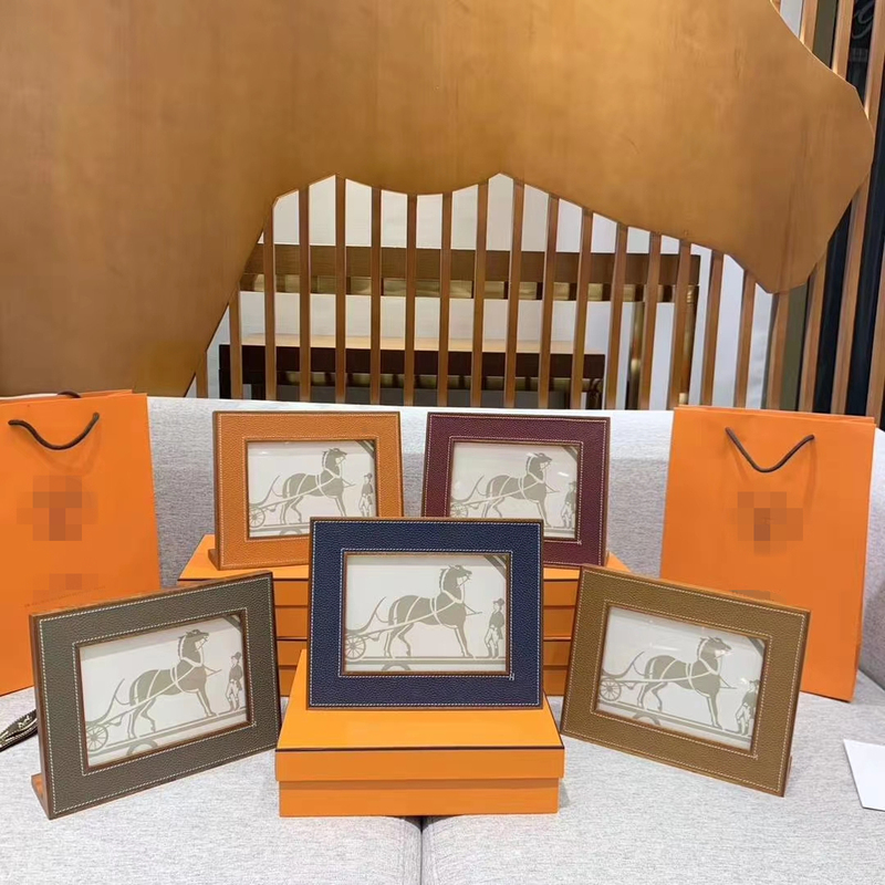 H Brand Peach Blossom Wood Photo Frame Pleiade Series Smooth Calfskin Simple Design Can Hold 7 Photos Photo Frame H Brand Peach Blossom Wood Photo Frame Pleiade Series Smooth Calfskin Simple Design Can Hold 7 Photos Photo Frame