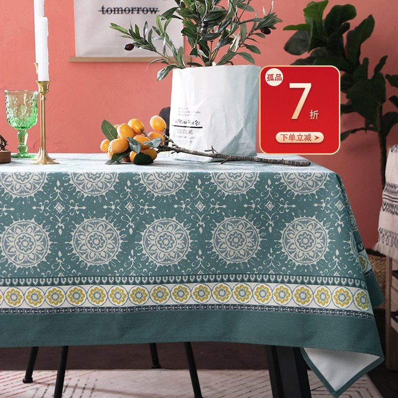 Table Cloth Art Thick Real Cotton Hemp Field American Fresh Home Rectangular Table Mat Cloth Tea Table Cloth Table Cloth Suit