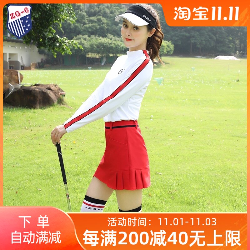 ZG6 autumn golf clothes women's ball clothing women's long sleeve bottoming coat color red anti-light pants skirt