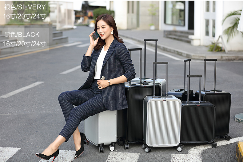Uniwalker nhôm hợp kim xe đẩy hợp kim 24 inch vali máy tính kinh doanh 20 vali mật khẩu kim loại - Va li vali màu hồng
