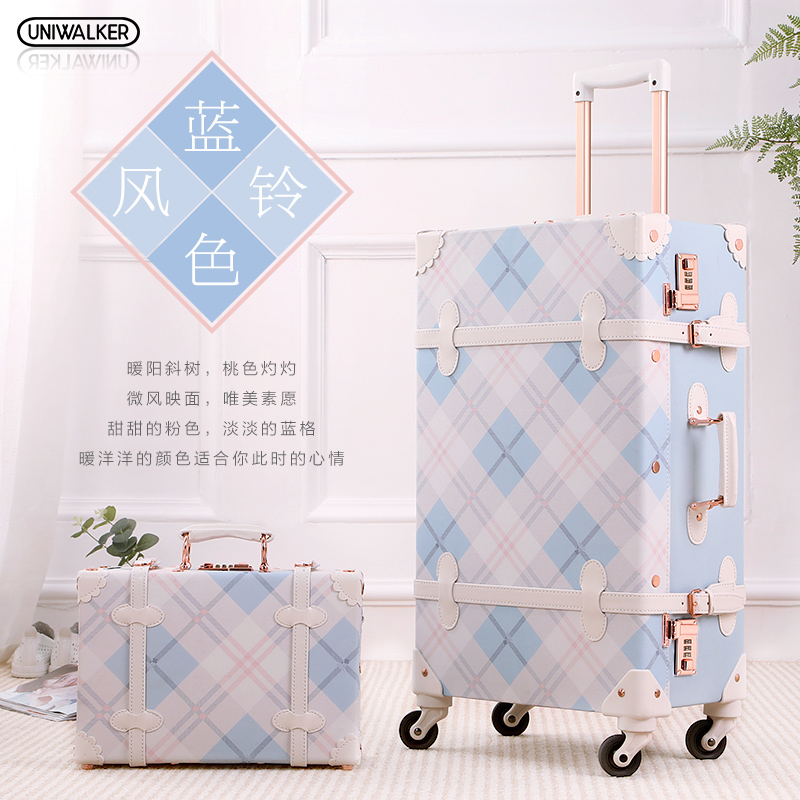 Password box Children's suitcase Students universal wheel leather case pull-lever case small fresh retro suitcase 24-inch Korean version