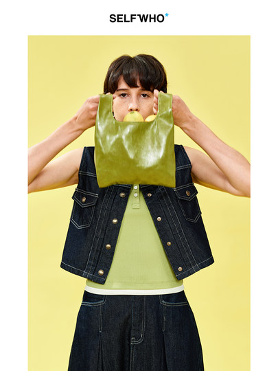 Женский джинсовый жилет из смесового хлопка с юбкой-жилетом в том же стиле Star SELFWHO, новый весенний женский костюм в ретро-стиле в коровьем стиле